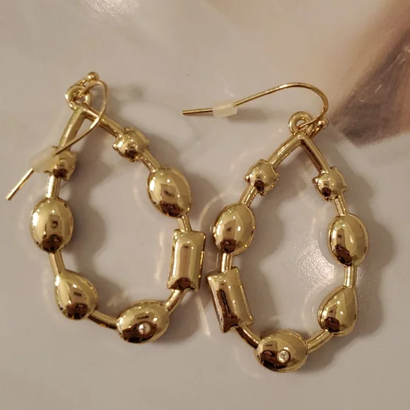 Jewel tones blue, green gold, beautiful earrings NEW - Picture 3 of 5